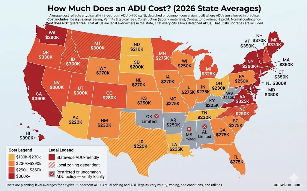 How Much Does an ADU Cost in 2026? (By State, Size, and Type)